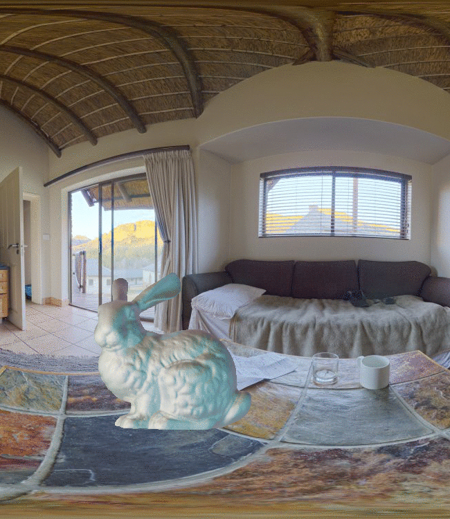 Qualitative result for the Bunny model in an in-the-wild panorama.